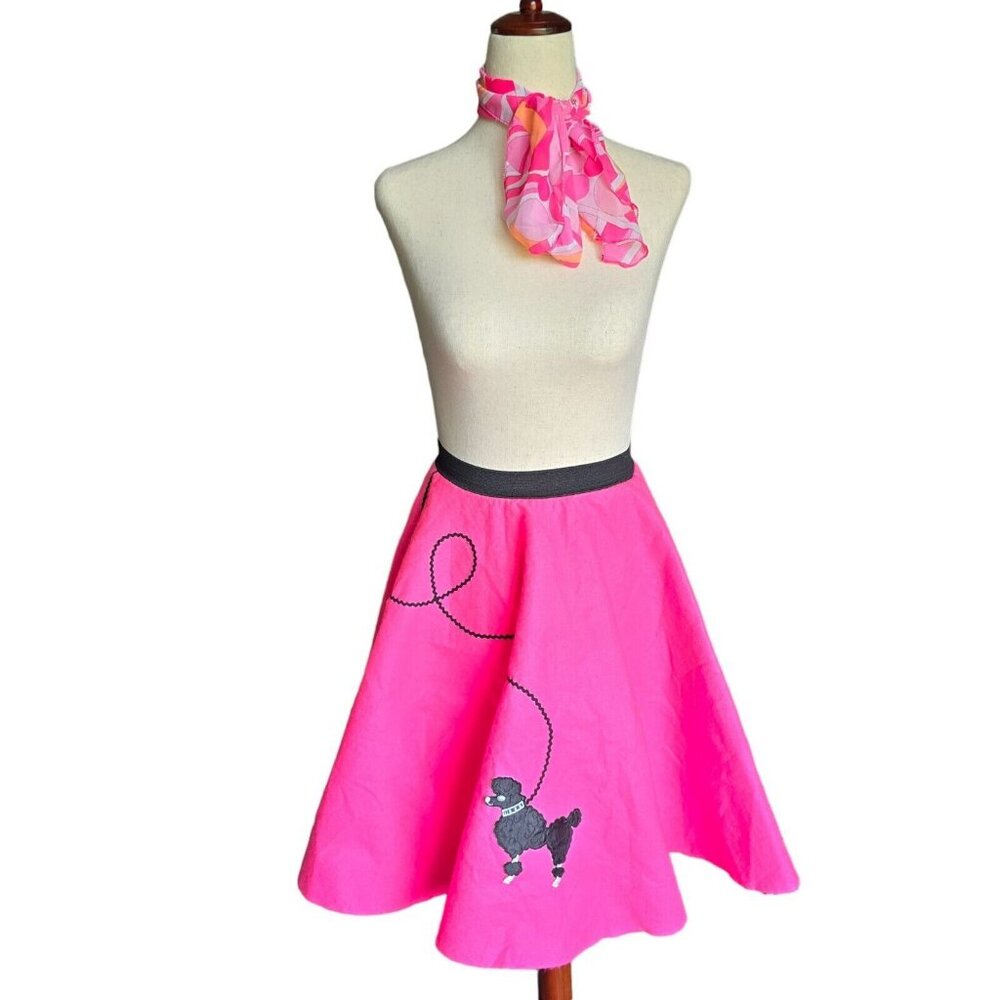 Sock Hop Poodle Skirt Girls Youth Child Circle Skirt Size Small Pink Black 50s